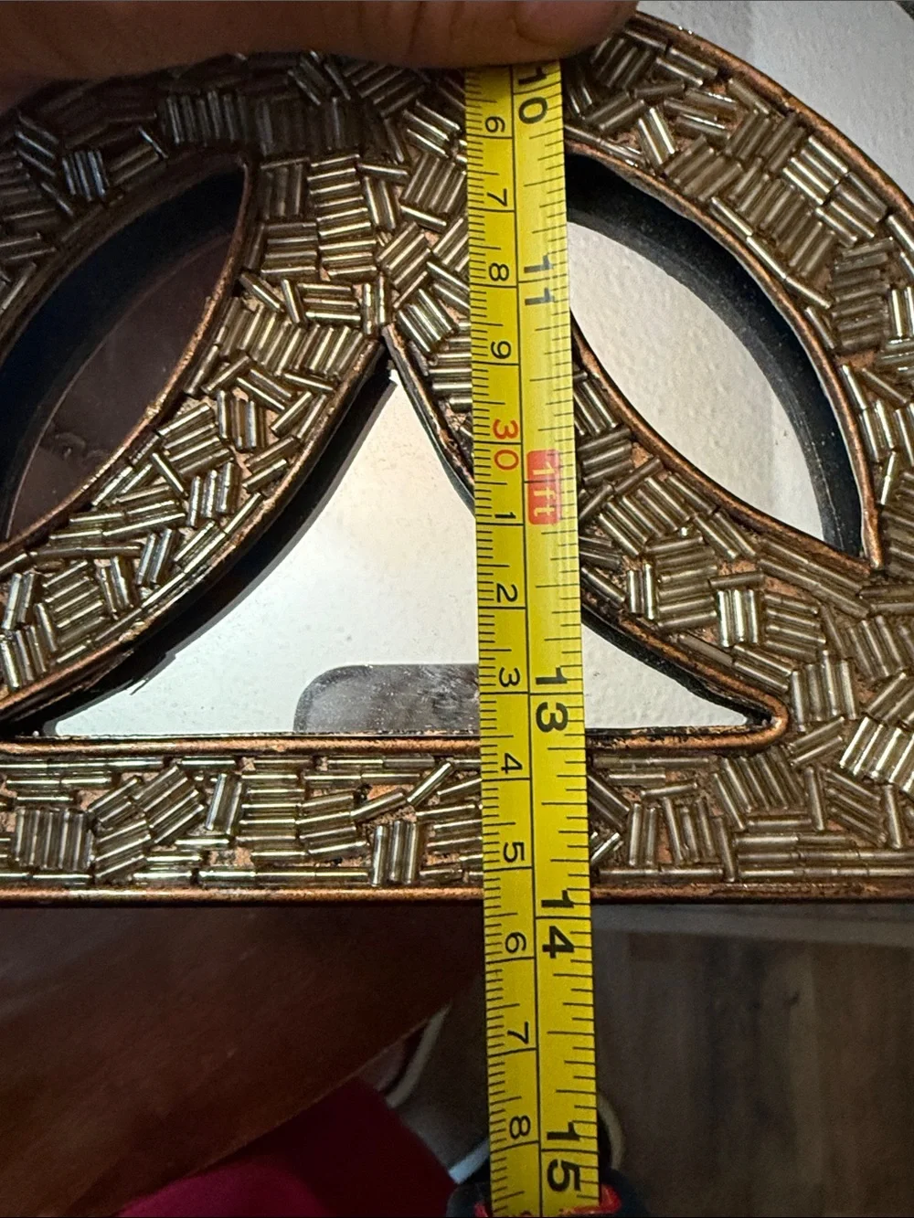 Ornate Interlocking Circle Wall Mirror - Gold Finish 14x14 heavy beautiful mirro
